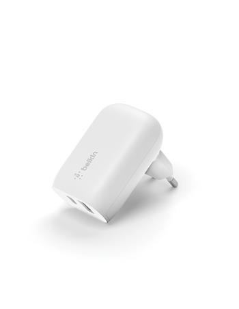 Belkin BOOST CHARGE™ Duální 37W Power Delivery PPS nástěnná nabíječka (USB-C 25W + USB-A 12W), bílá