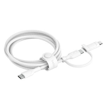 Belkin BOOST CHARGE™ PRO 2v1 USB-C a Lightning kabel, 1,5m, bílý - odolný
