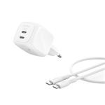 Belkin BOOST CHARGE™ PRO Duální 50W USB-C Power Delivery GaN PPS nástěnná nabíječka + 1m USB-C/USB-C kabel, bílá