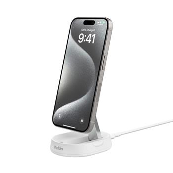 Belkin BOOST CHARGE™ PRO Qi2 15W Magnetický nabíjecí stojan, konvertibilní, bez adaptéru, bílá