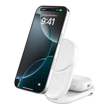 Belkin UltraCharge™ Qi2 25W 2v1 Magnetická nabíječka pro iPhone/AirPods, s USB-C, bílá