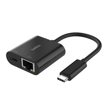 Belkin USB-C adaptér s Gigabit Ethernetem RJ45 + 100W napájení, černá