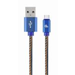 CABLEXPERT Kabel USB 2.0 AM na Type-C kabel (AM/CM), 1m, opletený, jeans, blister, PREMIUM QUALITY