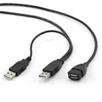 CABLEXPERT Kabel USB A-A 1m 2.0 prodlužovací DUÁLNÍ pro extra napájení