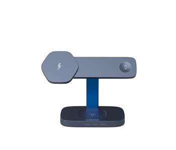 CANYON Bezdrátová nabíječka HEXAGON WCS-310 3in1 DarkGrey/Blue