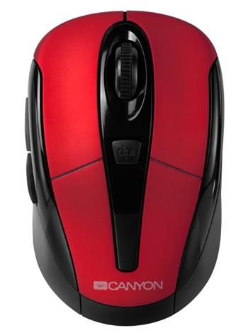 CANYON bezdrátová optická myš se 6 tlačítky, 800 DPI/ 1200 DPI/ 1600 DPI, černo-červená CNR-MSOW06R