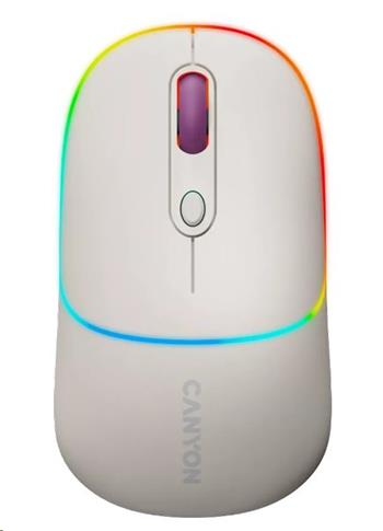 CANYON myš optická bezdrátová MW-22, RGB, 800/1200/1600 dpi, 4 tl, BT+2,4GHz, baterie 650mAh, rice