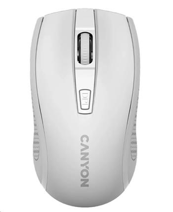 CANYON myš optická bezdrátová MW-7, nastavitelné rozlišení 800/1200/1600 dpi, 4 tl, USB dongle, 1xAA, bílá