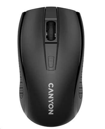 CANYON myš optická bezdrátová MW-7, nastavitelné rozlišení 800/1200/1600 dpi, 4 tl, USB dongle, 1xAA, černá