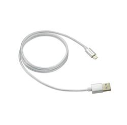 CANYON Nabíjecí kabel Lightning USB pro iPhone 5/6/7, opletený, kovový plášť, 1 metr, perlová bílá