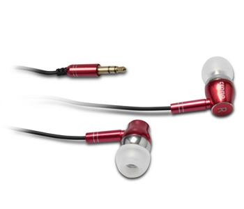 CRONO sluchátka E14R/ drátová/ špuntová/ jack 3,5 mm/ 102 dB/ červená