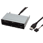 Čtečka karet USB 2.0, interní, černá, + 1x port USB 3.0
