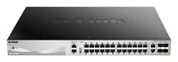 D-Link DGS-3130-30PS L3 Stackable Managed PoE switch, 24x GbE PoE+, 2x 10G RJ-45, 4x 10G SFP+, PoE 370W