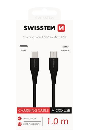 DATOVÝ KABEL SWISSTEN USB-C / MICRO USB 1,0 M ČERNÝ