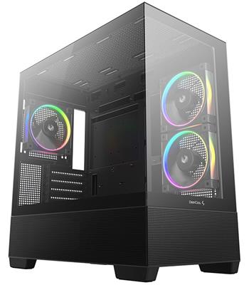 DEEPCOOL skříň CG380 3F microATX / 3x120mm ARGB PWM / USB 3.0 / 2×USB 2.0 / panoramatická černá