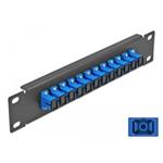 Delock 10" patch panel pro optická vlákna, 12 portů, SC Simplex, modrý, 1U, černý