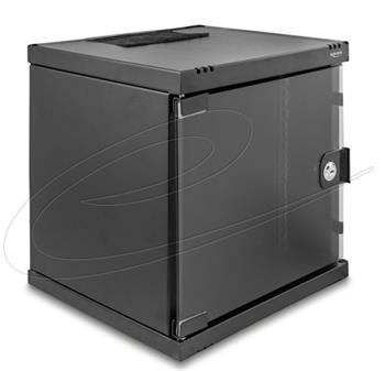 Delock 10” Síťová skříň 6U se skleněnými dveřmi k montáži na stojan nebo na stěnu, 240 mm hloubka, nosnost 30 kg,