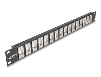 Delock 19” Keystone Patch Panel, 16 portů, 1U, černé