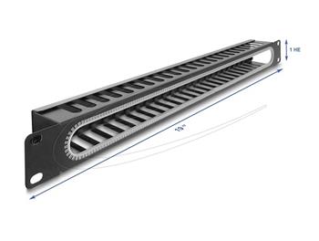 Delock 19” Routing panel k vedení kabelů, s otvorem a ochranou okraje, 1U, černý