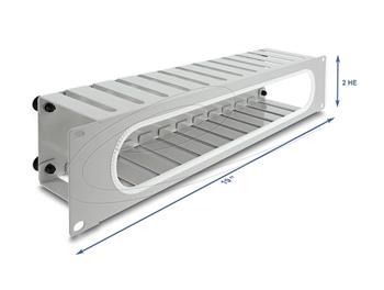 Delock 19” Routing panel k vedení kabelů, s otvorem a ochranou okraje, 2U, šedý