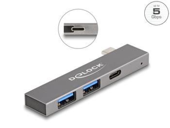 Delock 3 portový štíhlý USB Hub USB Type-C™ na 1 x USB 5 Gbps USB Type-C™ + 2 x USB 5 Gbps Typ-A