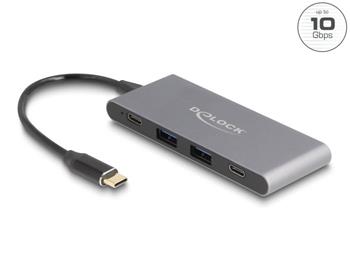 Delock 4 portový rozbočovač USB Type-C™ se 2 x USB Typu-A a 2 x USB Type-C™ 10 Gbps