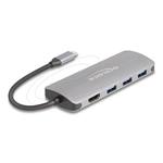 Delock 7portový USB 10 Gb/s rozbočovač a výstup 4K HDMI s připojením USB typu C a PD 3.0 90 Wattů