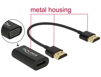 Delock Adaptér HDMI-A samec > VGA samice kovové pouzdro s 15 cm kabelem