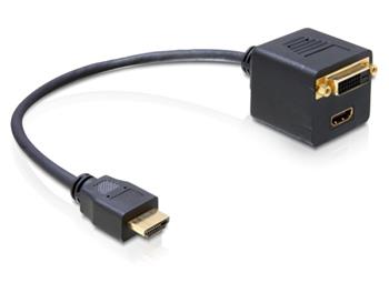 Delock Adaptér HDMI samec to HDMI + DVI25 samice