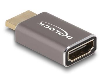 Delock Adaptér HDMI, ze zástrčky na zásuvku, 8K 60 Hz, šedá kovová