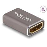 Delock Adaptér HDMI, ze zásuvku na zásuvku, 8K 60 Hz, šedá kovová