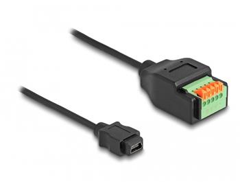 Delock Adaptér kabelu ze zásuvkového konektoru USB 2.0 Typu Mini-B (samice) na svorkovnici, s tlačítkem, 15 cm