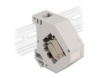 Delock Adaptér na DIN lištu s Keystone Modulem RJ45, zásuvkový, Cat.6A LSA