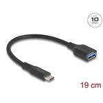 Delock Adaptér USB 10 Gbps, ze zástrčky USB Type-C™ na zásuvku Typ-A, délky 19 cm 60 W QC 3.0 černá