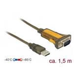 Delock Adaptér USB 2.0 Typ-A > 1 x Sériový RS-232 DB9 rozšířený teplotní rozsah