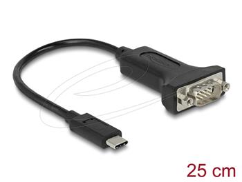 Delock Adaptér USB Type-C na 1 x Sériové RS-232 D-Sub 9 pin samec s maticemi 25 cm