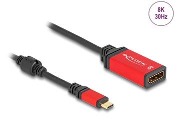 Delock Adaptér USB Type-C™ na DisplayPort (DP Alt Mód) 8K 30 Hz s funkcí HDR červená