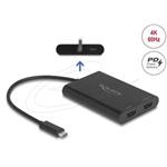 Delock Adaptér z USB Type-C™ na 2 x HDMI, 4K 60 Hz, s grafikou DisplayLink® a USB PD
