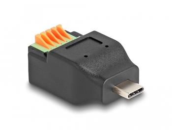 Delock Adaptér ze zástrčkového konektoru USB Type-C™ 2.0 na svorkovnici, s tlačítkem