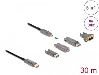 Delock Aktivní optický HDMI kabel 5 v 1, 8K, 60 Hz, 30 m