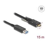 Delock Aktivní optický kabel USB 10 Gbps-A samec na USB Type-C™ samec se šrouby po stranách 15 m