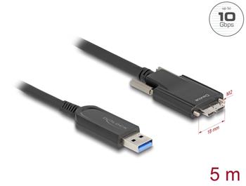 Delock Aktivní optický kabel USB 10 Gbps-A samec > USB 10 Gbps Typ Micro-B samec se šroubky 5 m