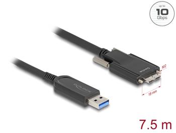 Delock Aktivní optický kabel USB 10 Gbps-A samec > USB 10 Gbps Typ Micro-B samec se šroubky 7,5 m