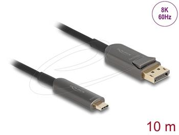 Delock Aktivní optický kabel USB Type-C™ na DisplayPort 8K, 60 Hz, 40 Gbps, 10 m, černý