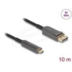 Delock Aktivní optický kabel USB Type-C™ na DisplayPort 8K, 60 Hz, 40 Gbps, 10 m, černý