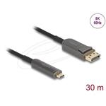 Delock Aktivní optický kabel USB Type-C™ na DisplayPort 8K, 60 Hz, 40 Gbps, 30 m, černý