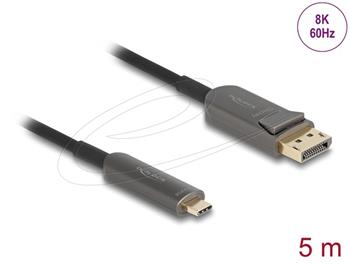 Delock Aktivní optický kabel USB Type-C™ na DisplayPort 8K, 60 Hz, 40 Gbps, 5 m, černý