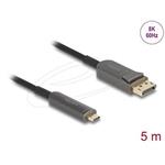 Delock Aktivní optický kabel USB Type-C™ na DisplayPort 8K, 60 Hz, 40 Gbps, 5 m, černý