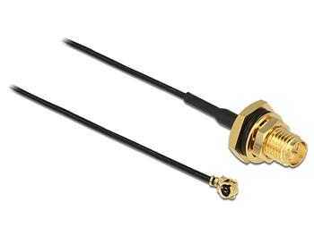 Delock Antenna Cable RP-SMA Jack Bulkhead > MHF /U.FL-LP-068 Compatible Plug 200 mm 1.13 thread length 9 mm splash proo