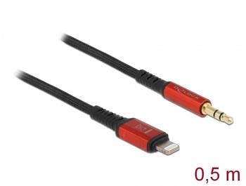 Delock Audio kabel z 8 pin zástrčkového konektoru Lightning™ na stereofonní zástrčkový konektor rozměru 3,5 mm, třípino